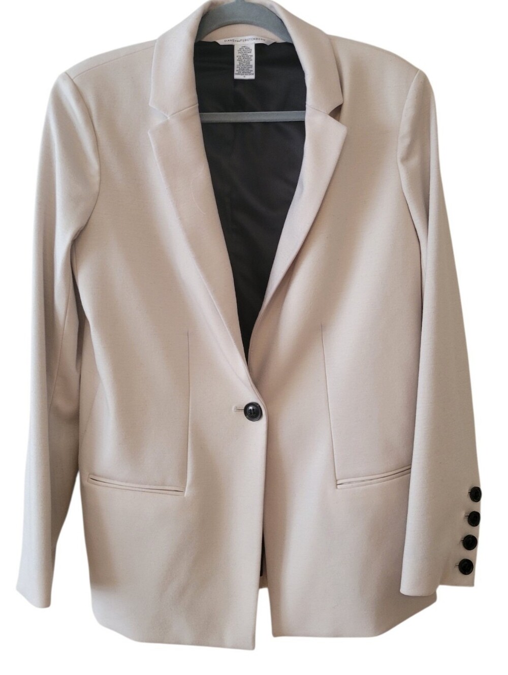 Diane von Furstenberg Cream Wool Blend Blazer Jacket Size 12